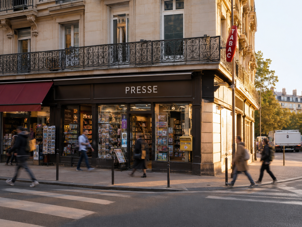 Devanture d'un bar tabac presse de centre ville